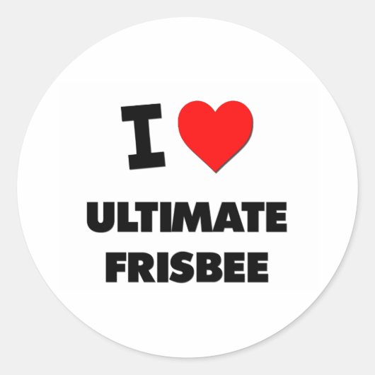 I Love Ultimate Frisbee Ronde Sticker (Voorkant)