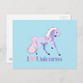 I Love Unicorns Briefkaart (Voorkant / Achterkant)