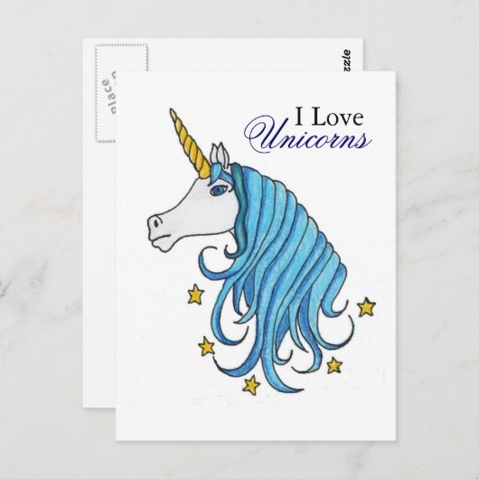 I Love Unicorns Briefkaart (Voorkant / Achterkant)