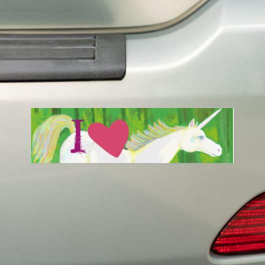 I Love Unicorns Bumpersticker (Op auto)