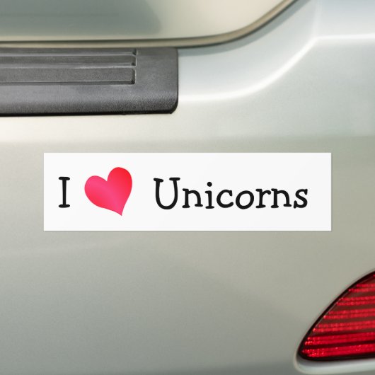 I Love Unicorns Bumpersticker (Op auto)