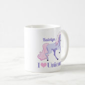 I Love Unicorns Cute Paars Personalized Koffiemok (Voorkant rechts)