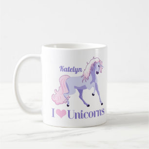 I Love Unicorns Cute Paars Personalized Koffiemok