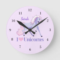 I Love Unicorns Cute Pink Paarse Monogram Girls