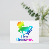 I Love Unicorns Rainbow Design Briefkaart (Staand voorkant)