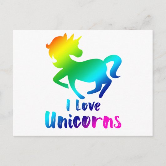 I Love Unicorns Rainbow Design Briefkaart (Voorkant)