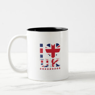 I Love United Kingdom-Verenigd Koninkrijk-England Tweekleurige Koffiemok