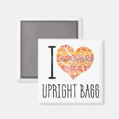 I Love Upright Bass Oranje Mandala Heart Magneet (Voorkant / Achterkant)