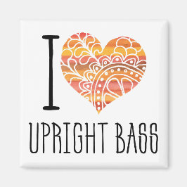 I Love Upright Bass Oranje Mandala Heart Magneet