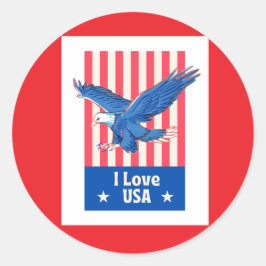 "I Love USA" Blauwe Adelaar zweeft US Flag Sticker