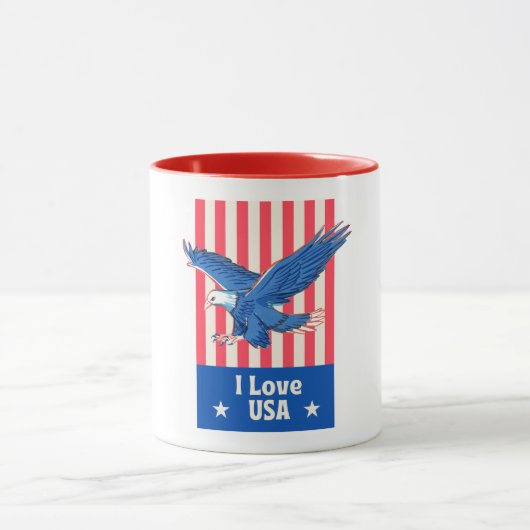 "I Love USA" Eagle Flag Design Mok (Midden)