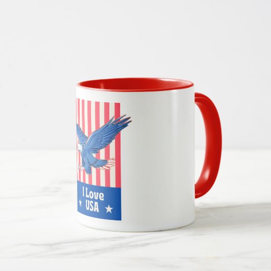 "I Love USA" Eagle Flag Design Mok (Voorkant rechts)