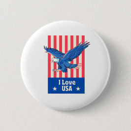 "I Love USA" Eagle Flag Design Ronde Button 5,7 Cm