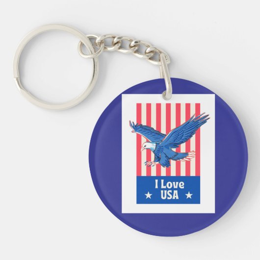 "I Love USA" Eagle Flag Design Sleutelhanger (Voorkant)