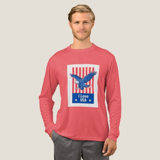 "I Love USA" Eagle Flag Design Tri-Blend Shirt (Voorkant)
