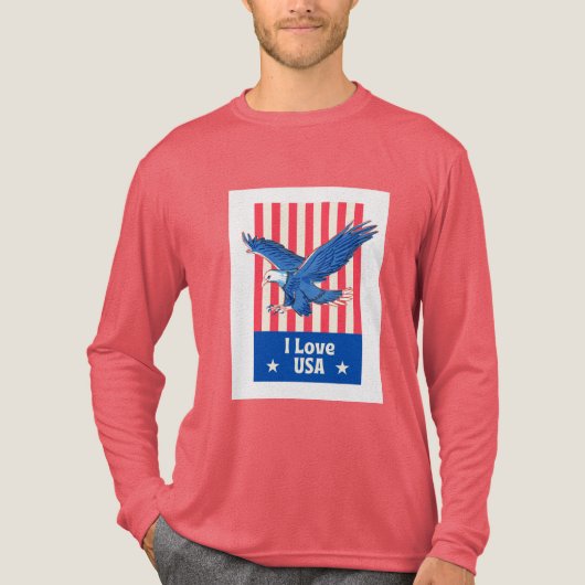 "I Love USA" Eagle Flag Design Tri-Blend Shirt (Voorkant volledig)