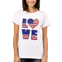 I Love USA Heart American Flag Quote Weemens
