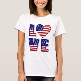 I Love USA Heart American Flag Quote Weemens T-shirt