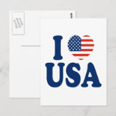 I Love USA Heart Design Briefkaart (Voorkant / Achterkant)