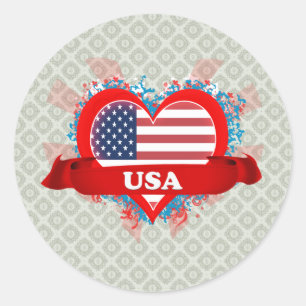  I Love Usa Ronde Sticker