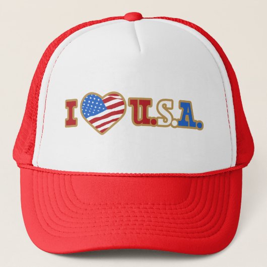 I Love USA Trucker Hat Pet (Voorkant)
