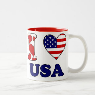 I love USA Tweekleurige Koffiemok