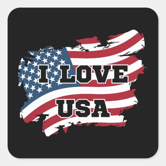 I Love USA Vierkante Sticker (Voorkant)