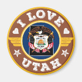 I Love Utah State Flag and Map Magneet (Voorkant)