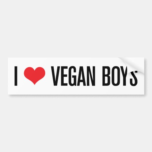 I Love Vegan Boys Bumpersticker (Voorkant)