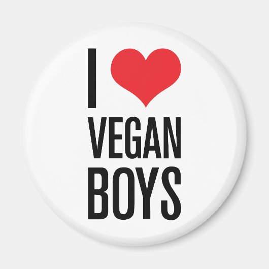 I Love Vegan Boys Magneet (Voorkant)