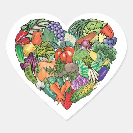 I Love Veggies Hart Sticker (Voorkant)