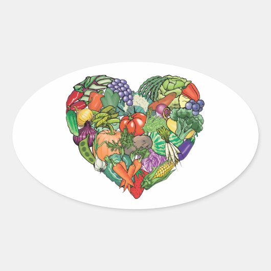 I Love Veggies Ovale Sticker (Voorkant)