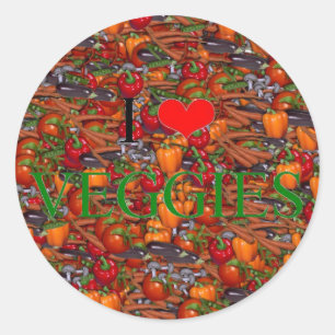 I Love Veggies Ronde Sticker
