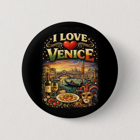 I Love Venice Ronde Button 5,7 Cm (Voorkant)