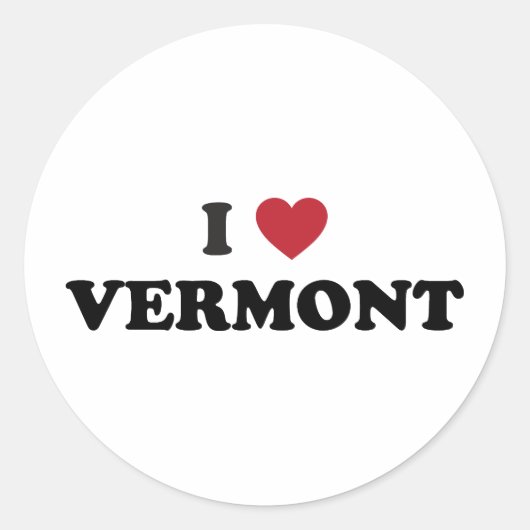 I Love Vermont Ronde Sticker (Voorkant)