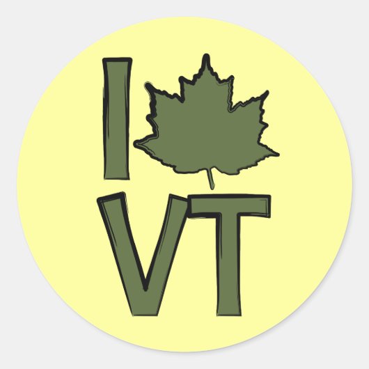 I Love Vermont Ronde Sticker (Voorkant)