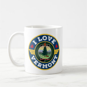 I Love Vermont State Flag and Map Koffiemok