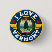 I Love Vermont State Flag and Map Ronde Button 3,2 Cm (Voorkant)