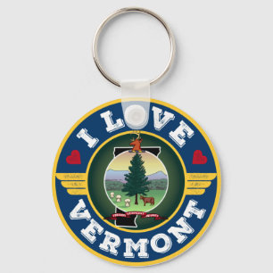 I Love Vermont State Flag and Map Sleutelhanger