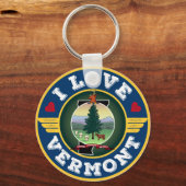 I Love Vermont State Flag and Map Sleutelhanger (Voorkant)
