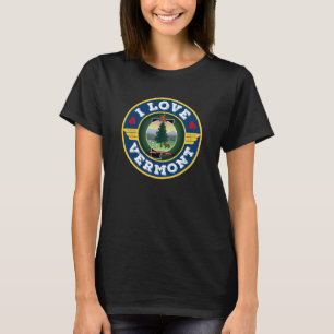 I Love Vermont State Flag and Map T-shirt