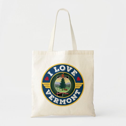 I Love Vermont State Flag and Map Tote Bag (Voorkant)