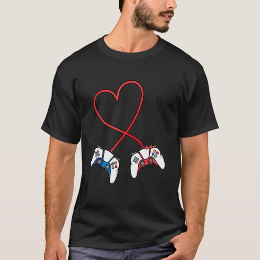 I Love Video Games Valentijnsdag Controller Gamer T-shirt (Voorkant)