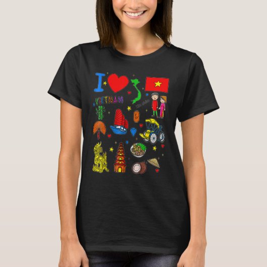 I love Vietnam  Hand drawn Vietnamese Landmarks  f T-shirt (Voorkant)