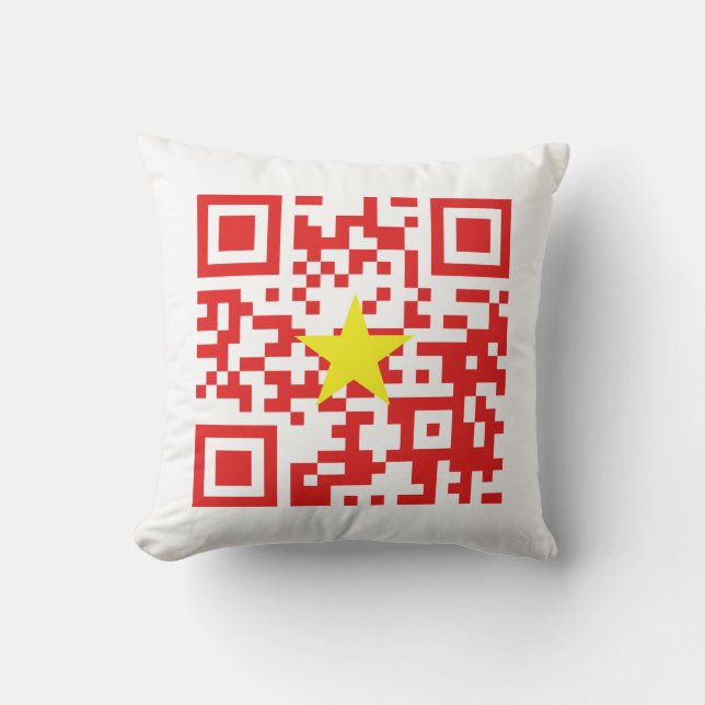 I Love Vietnam (Tôi Yêu Viboyt Nam) Flag QR Code Kussen (Voorkant)