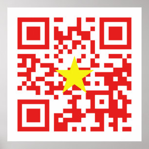 I Love Vietnam (Tôi Yêu Viboyt Nam) Flag QR Code Poster