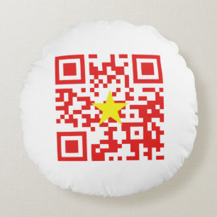 I Love Vietnam (Tôi Yêu Viboyt Nam) Flag QR Code Rond Kussen