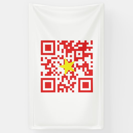 I Love Vietnam (Tôi Yêu Viboyt Nam) Flag QR Code Spandoek (Verticaal)