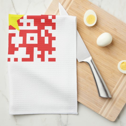 I Love Vietnam (Tôi Yêu Viboyt Nam) Flag QR Code Theedoek (Quarter Fold)