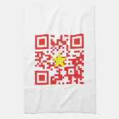 I Love Vietnam (Tôi Yêu Viboyt Nam) Flag QR Code Theedoek (Verticaal)